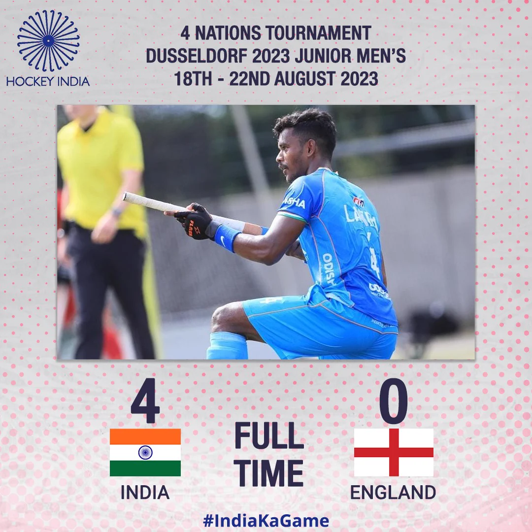 India defeats England in 4 Nations Tournament Dusseldorf, & more sports update