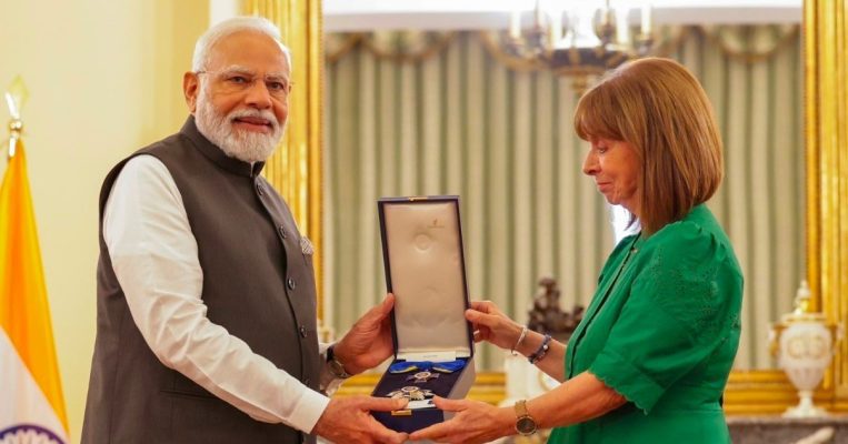 PM Modi conferred with Greece’s Grand Cross of the Order of Honour