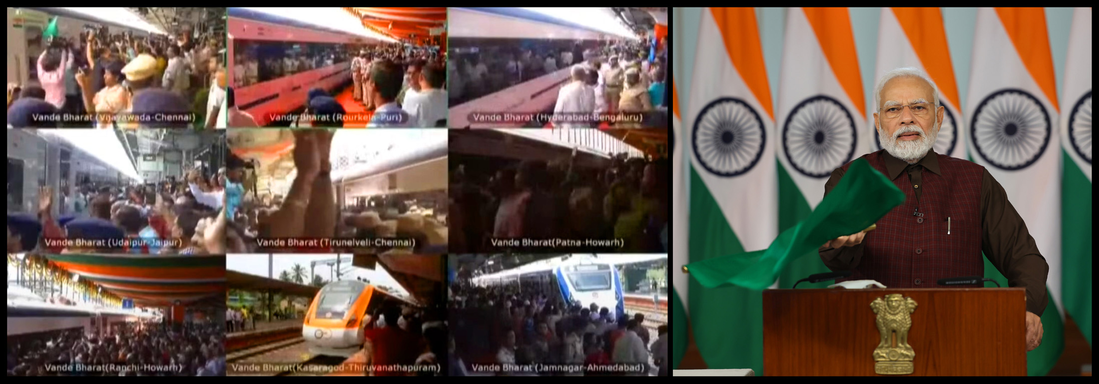 PM Modi flags off 9 new Vande Bharat Trains; connecting eleven states