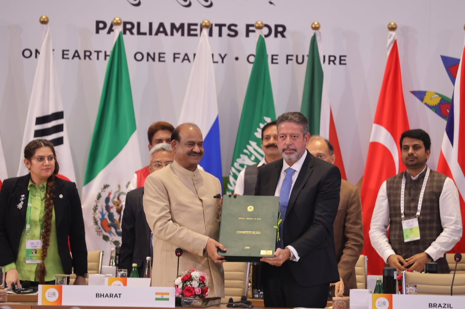 Lok Sabha Speaker Om Birla hands over P20 Presidency to Parliament of Brazil