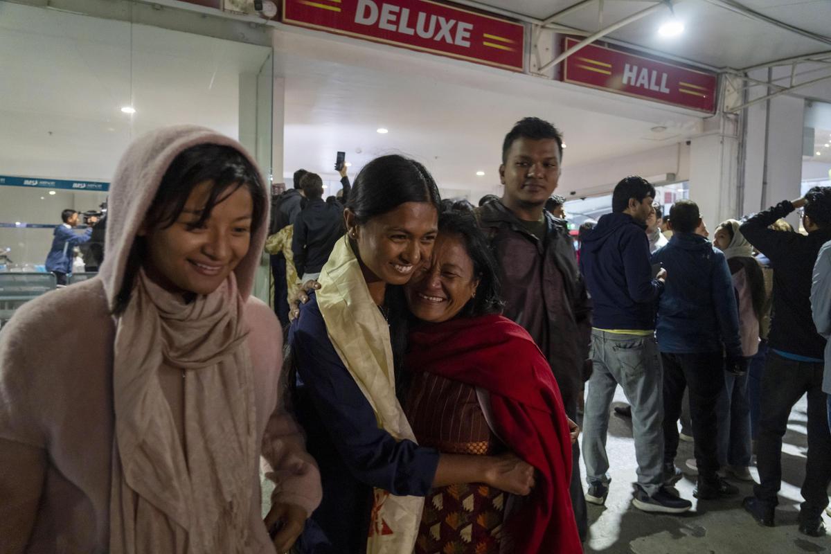 Rescued Nepali citizens from Israel are happy to reach their home