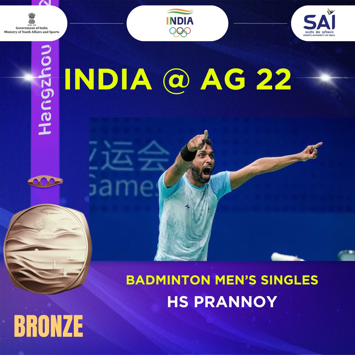 Asian Games 2022: HS Prannoy bags Bronze, ends India’s 41-year medal drought since 1982