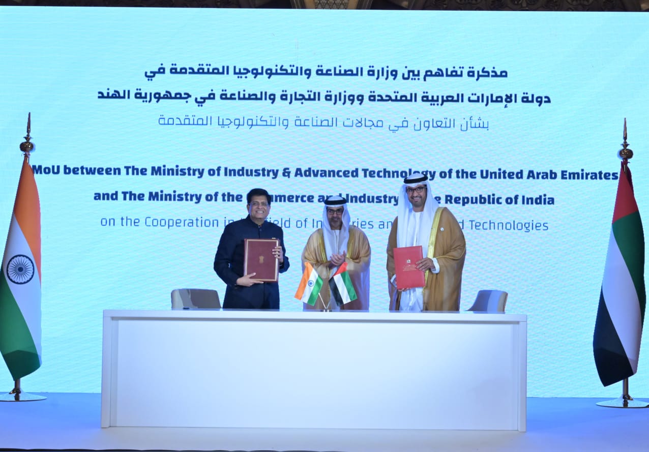 India and UAE Sign MoU to Boost Investment and Collaboration in Industry and Advanced Technologies