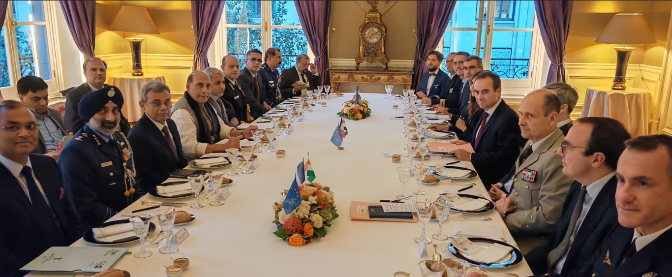 Rajnath Singh meets CEOs of top French defence companies in Paris