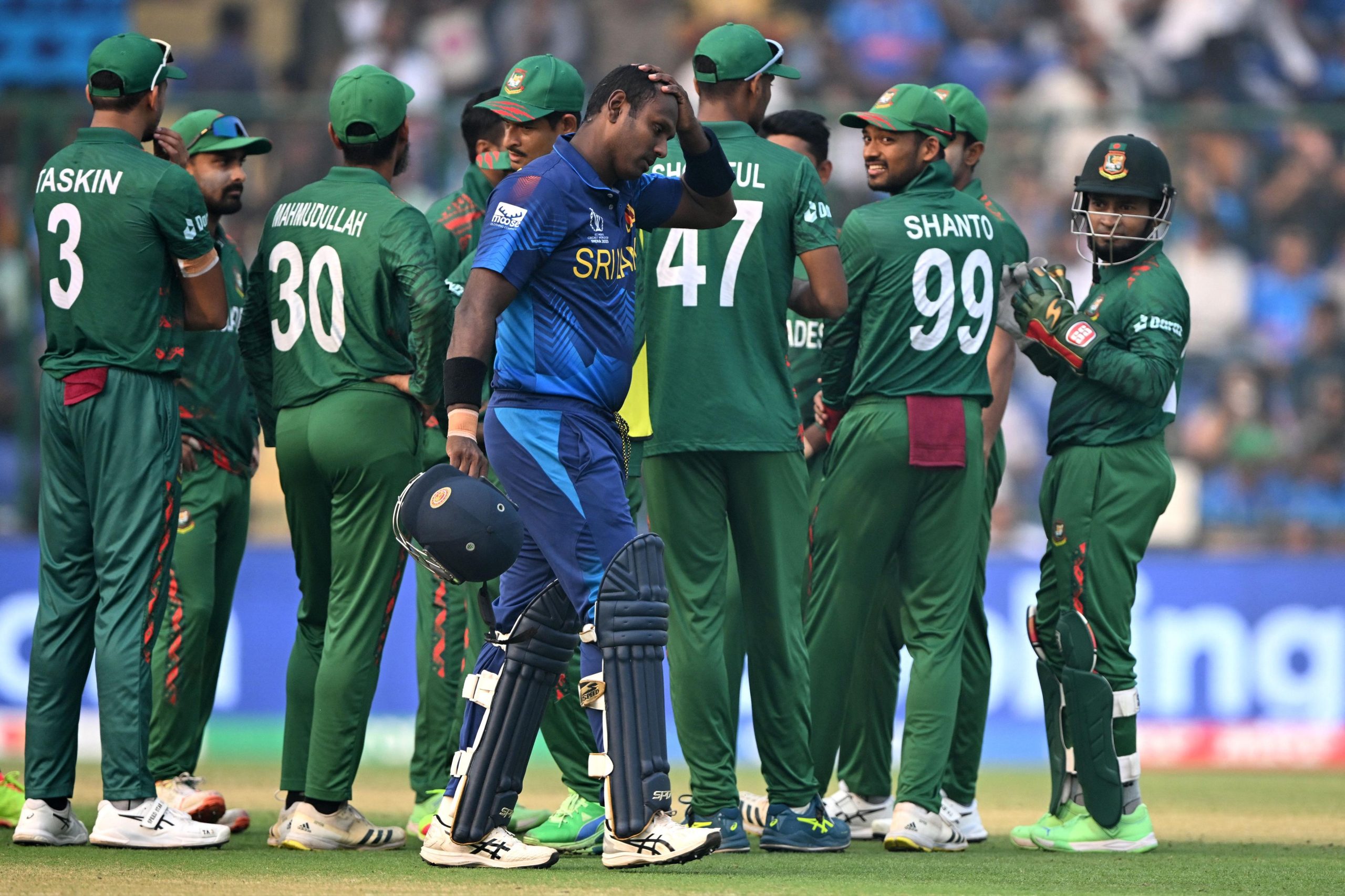 World Cup 2023: Sri Lanka and Bangladesh players refuse to shake hands after ‘timed out’ controversy