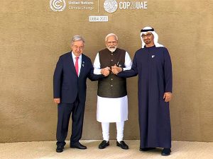 COP28: PM Modi received by UAE President & UN Secretary-General Antonio Guterres at venue