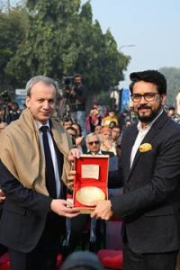 Sports Minister Anurag Thakur hands over Chess Olympiad Torch to Budapest