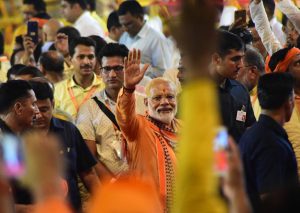 Senior BJP leader & PM Modi offers prayers at Dashashwamedh Ghat in Varanasi