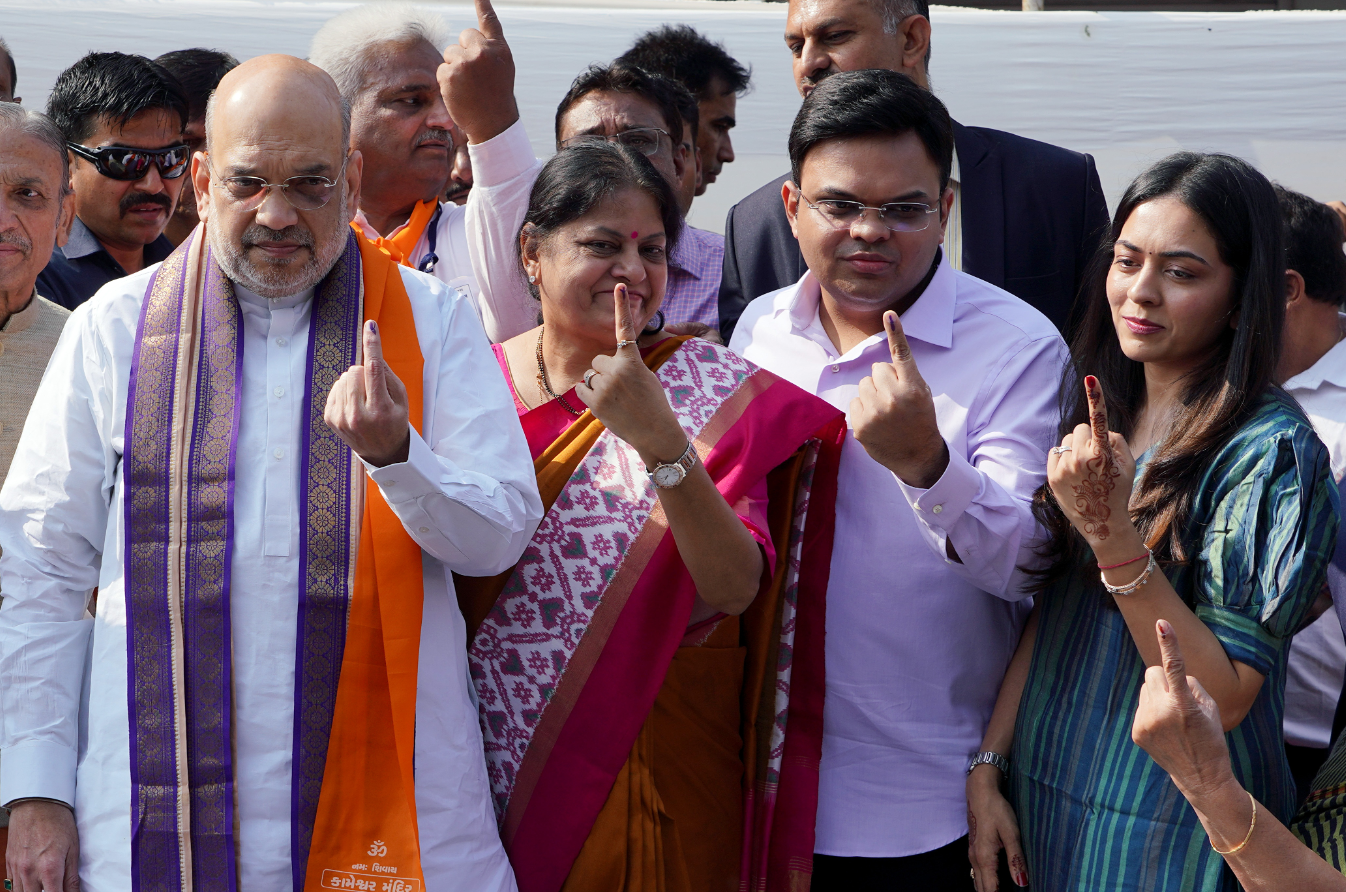 Amit Shah casts his vote for third phase of Lok Sabha elections in Ahmedabad