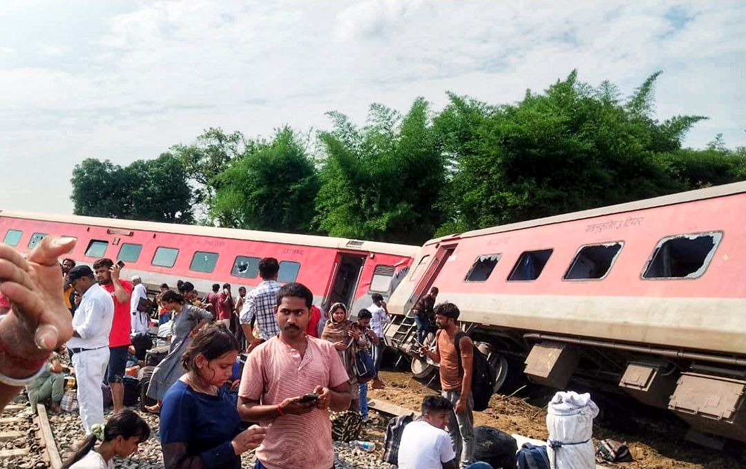 UP: Restoration work underway at Chandigarh-Dibrugarh Express derailment site in Gonda