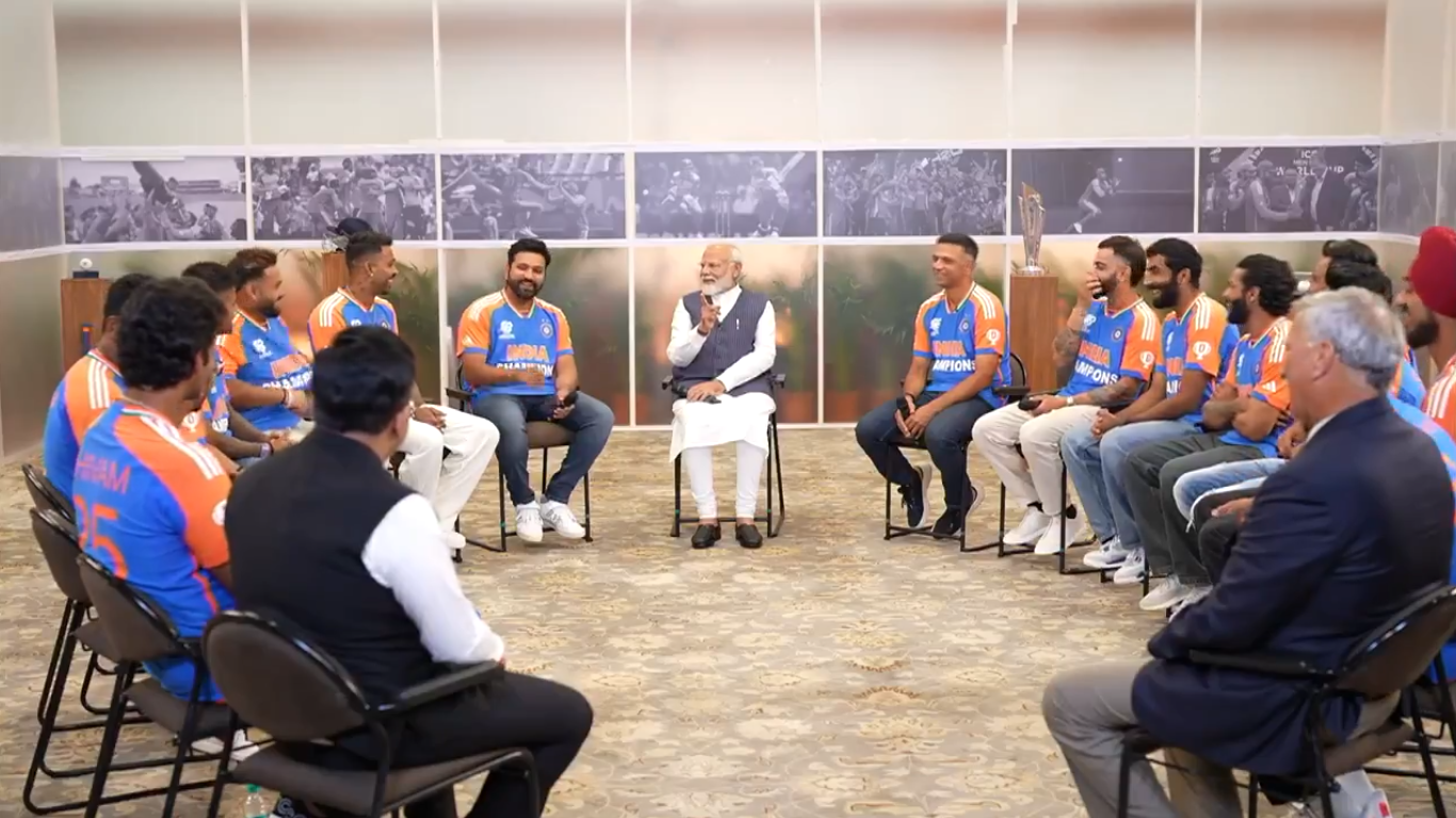 PM Modi meets T20 World Cup-winning Team India, poses with trophy