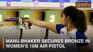 Indian shooter Manu Bhaker secures bronze medal in women’s 10m air pistol