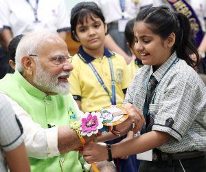Students tie 'Ek Ped Maa Ke Naam' theme-based Rakhi to PM Modi