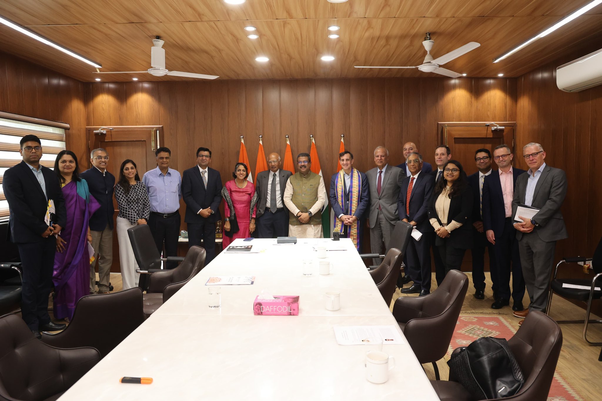 Dharmendra Pradhan, Johns Hopkins University discuss plans for offshore campus in India