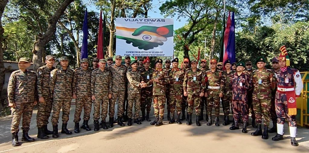 Indian and Bangladeshi forces exchange sweets and greetings on Vijay Diwas