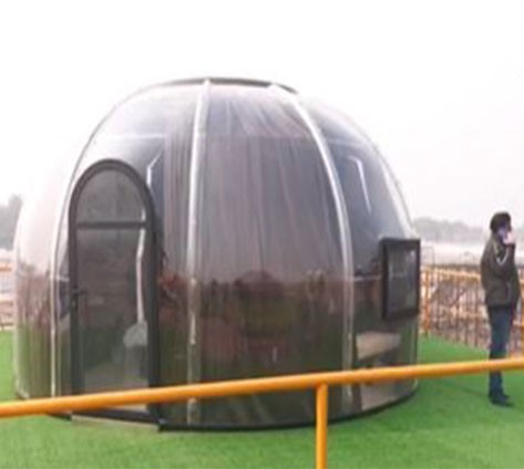 Dome city with luxury hotel facilities being constructed in Arail for Mahakumbh 2025