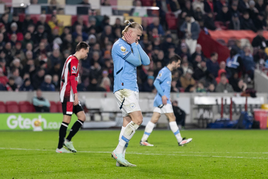 Man City held to 2-2 draw after late collapse against Brentford