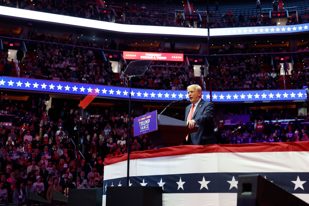 President-Elect Donald Trump speaks at his victory rally at the Capital One Arena on January 19, 2025 in Washington, DC. Photo by Anna Moneymaker/Getty Images