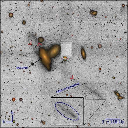 Astronomers discover new Ultra-Diffuse Galaxy forming 430 million light years away