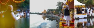 PM Modi offers prayers at Mauritius' sacred Ganga Talao