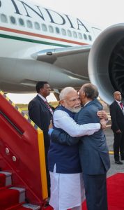 Prime Minister Modi lands in Mauritius, accorded ceremonial welcome