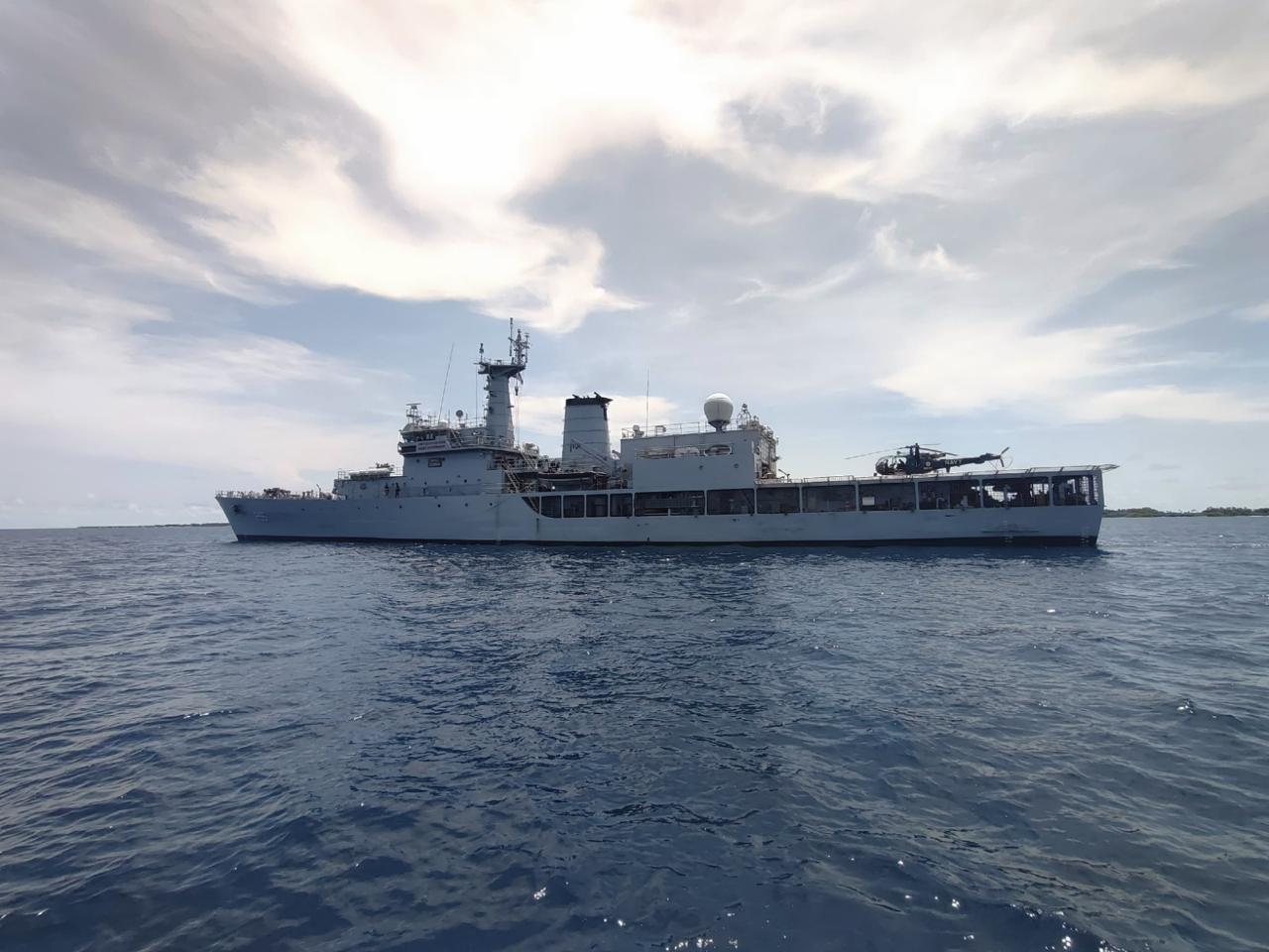INS Sharda arrives at Maafilaafushi, Maldives for joint disaster relief exercise