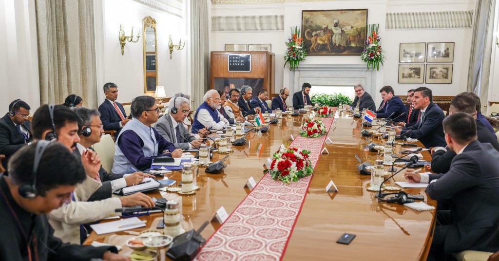PM Modi holds a delegation-level talks with the President of Paraguay, Santiago Pena