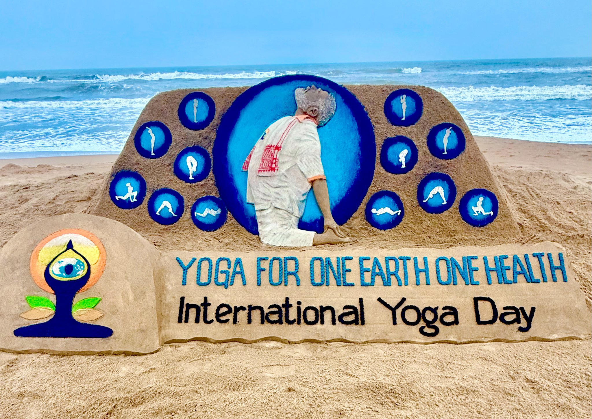 IDY 2025: Sudarshan Patnaik creates a sand art of PM Modi performing Surya Namaskar