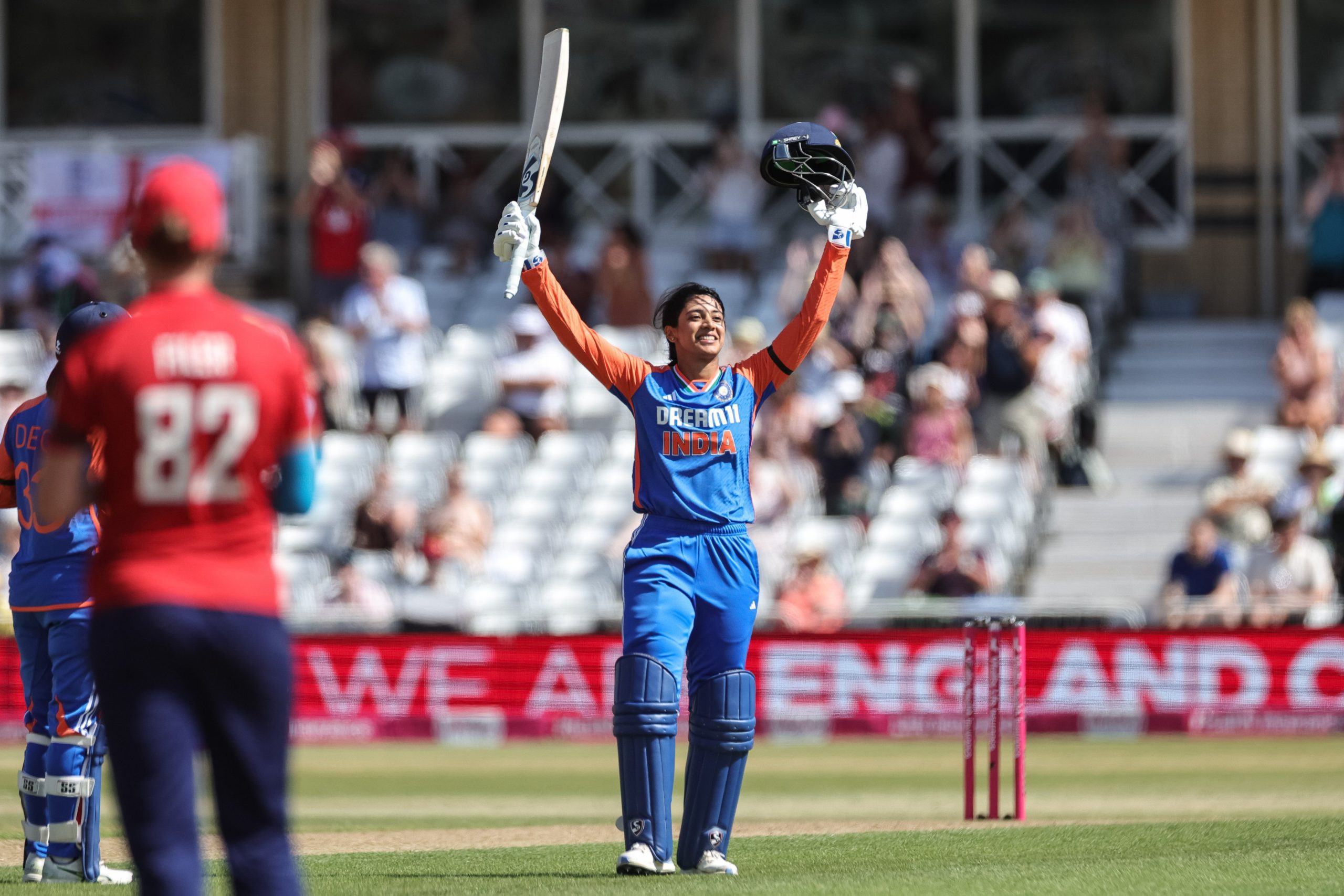 1st T20I: Mandhana, Shree Charani help India beat England by 97 runs