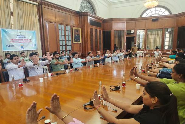 Yoga workshop organised by Parliamentary Affairs Ministry ahead of Yoga Day