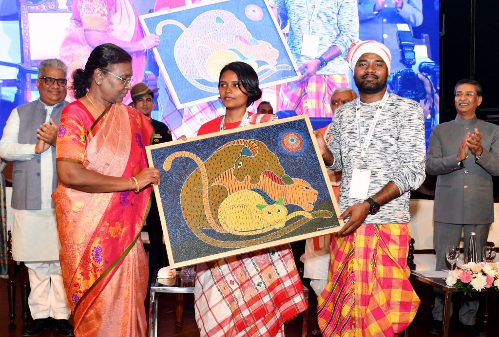 President Droupadi Murmu at the inauguration of an art exhibition