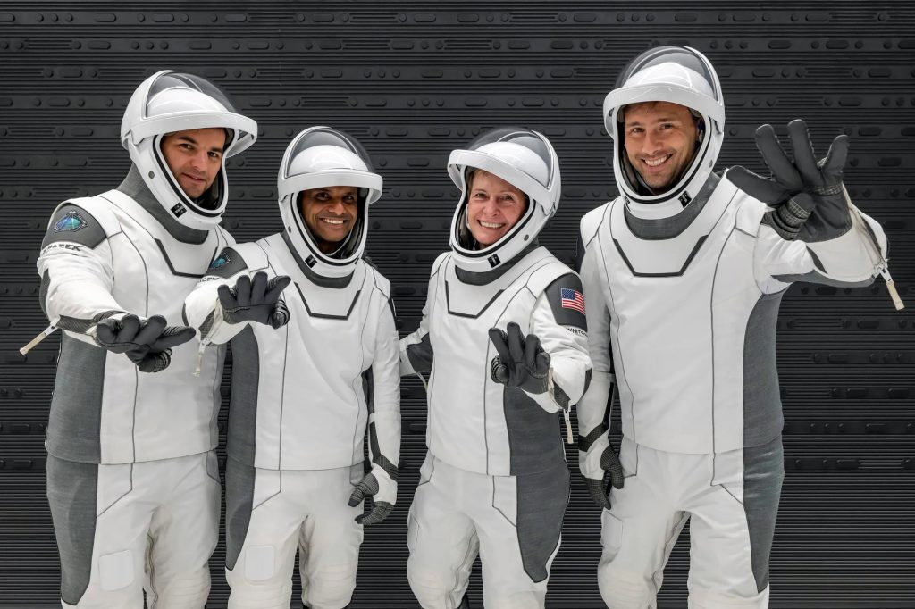 The crew members of the Axiom-4 mission to the International Space Station