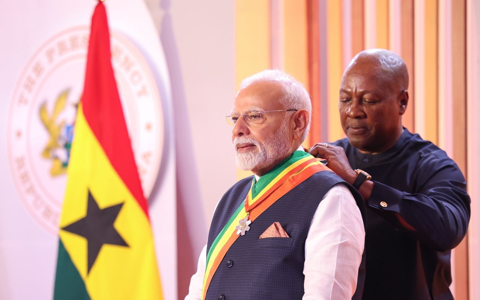 PM Modi receives Ghana’s highest state honour, ‘The Officer of the Order of the Star of Ghana’