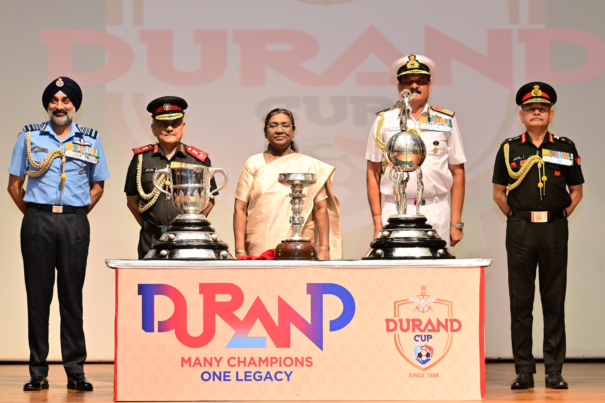 President Murmu unveils Durand Cup trophies