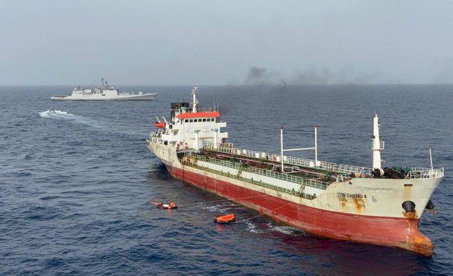 Navy rescues 14 Indian crew members from burning vessel in Arabian Sea