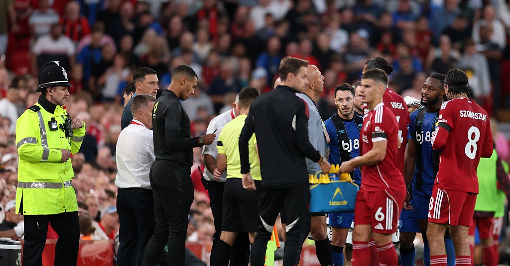 Liverpool match halted after Bournemouth’s Semenyo reports racist abuse from crowd