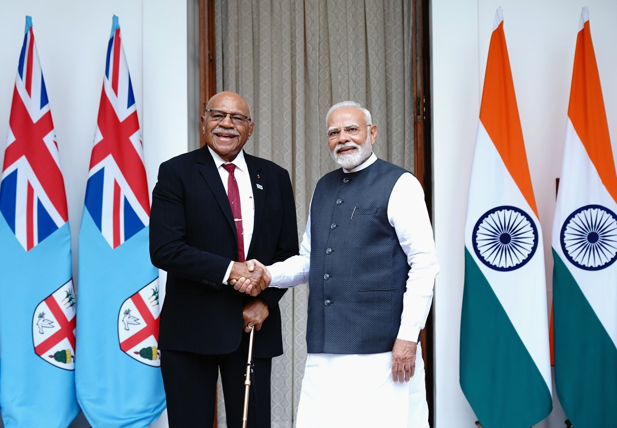 PM Modi holds delegation-level talks with Fijian counterpart Sitiveni Rabuka at Hyderabad House