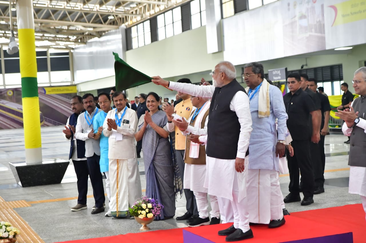 PM Modi purchases Metro ticket, flags off Yellow Line services in Bengaluru
