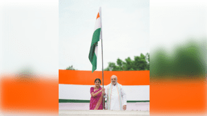 Amit Shah hoists tricolour under ‘Har Ghar Tiranga’ campaign in New Delhi