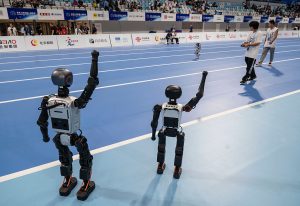 Robots race, play football, crash and collapse at China's 'robot Olympics'