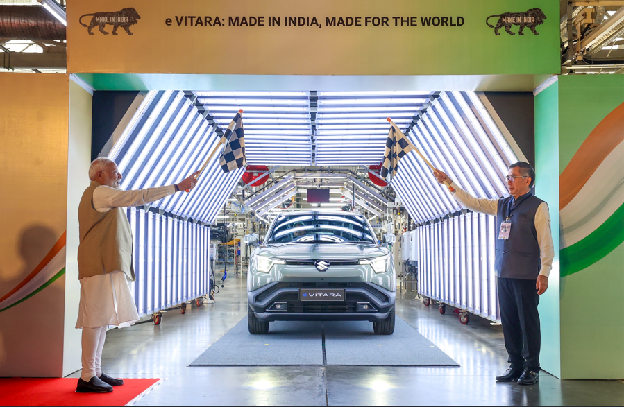 PM Modi flags off Maruti Suzuki’s electric car, inaugurates battery manufacturing plant in Ahmedabad