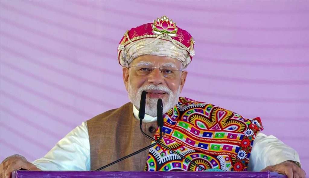 PM Modi addresses a public meeting in Dhar