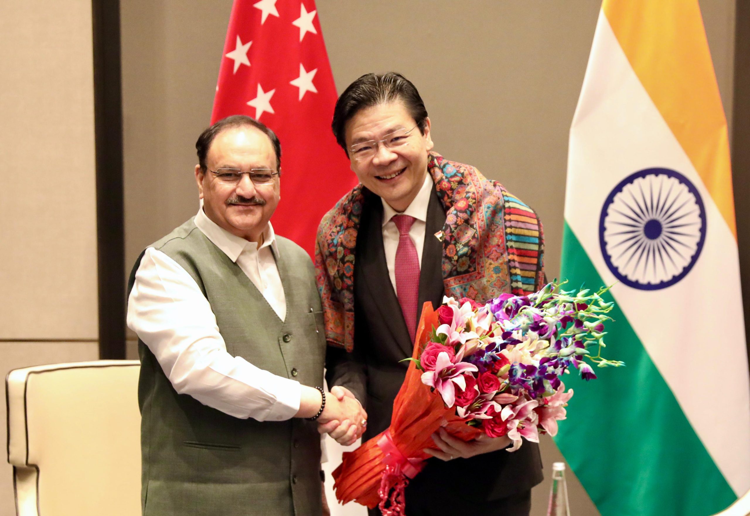 JP Nadda meets Singapore PM Lawrence Wong in Delhi