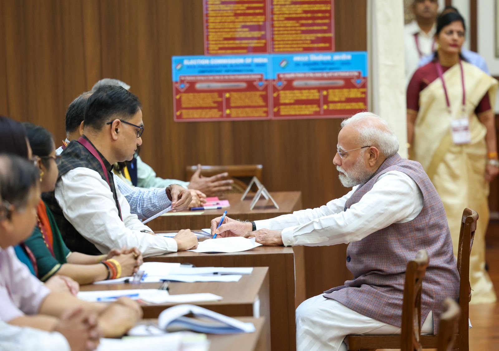 Vice-Presidential election kicks off; PM Modi casts first vote