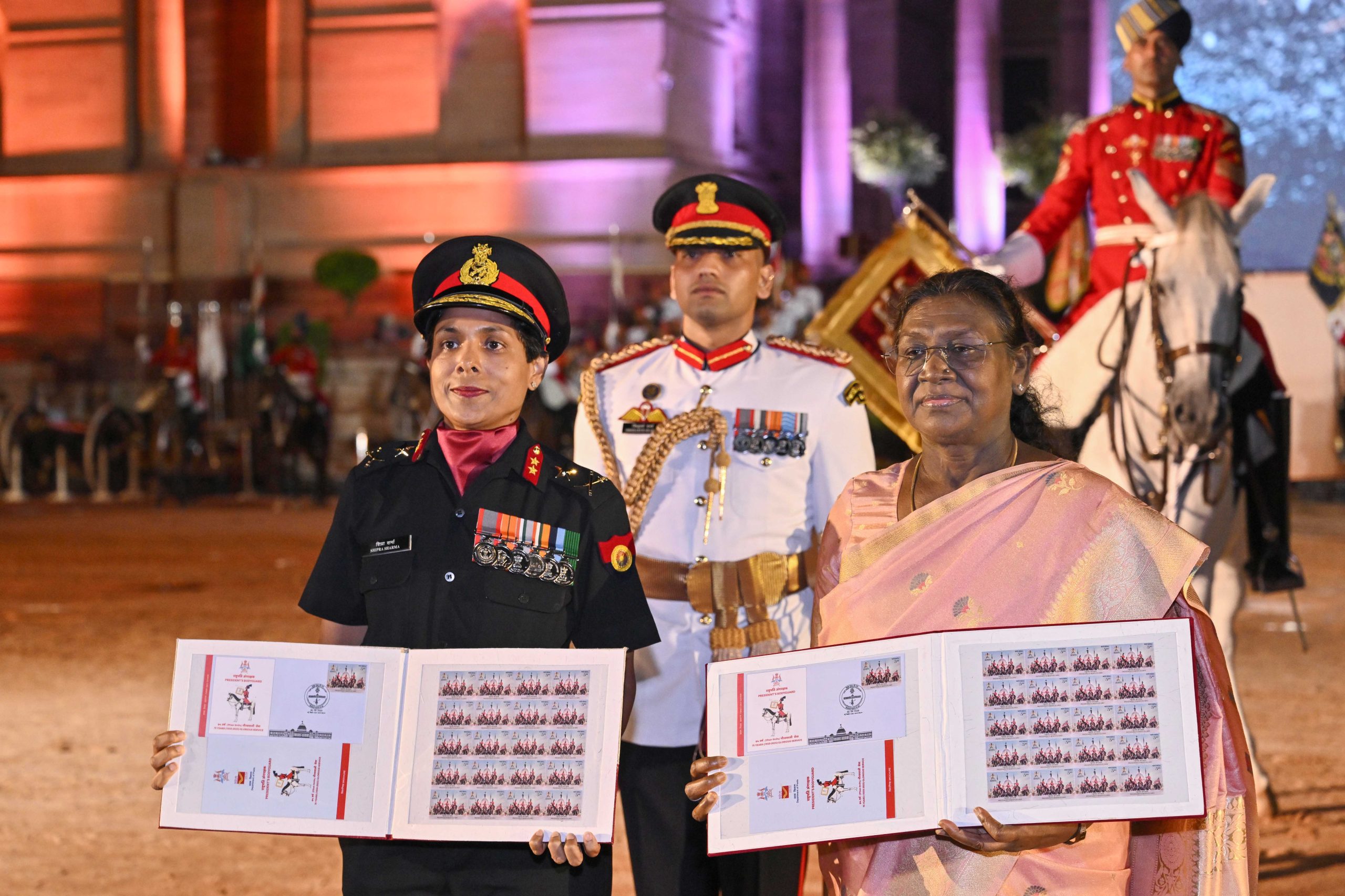 President Murmu presents Diamond Jubilee Silver Trumpet and Trumpet Banner to President’s Bodyguard