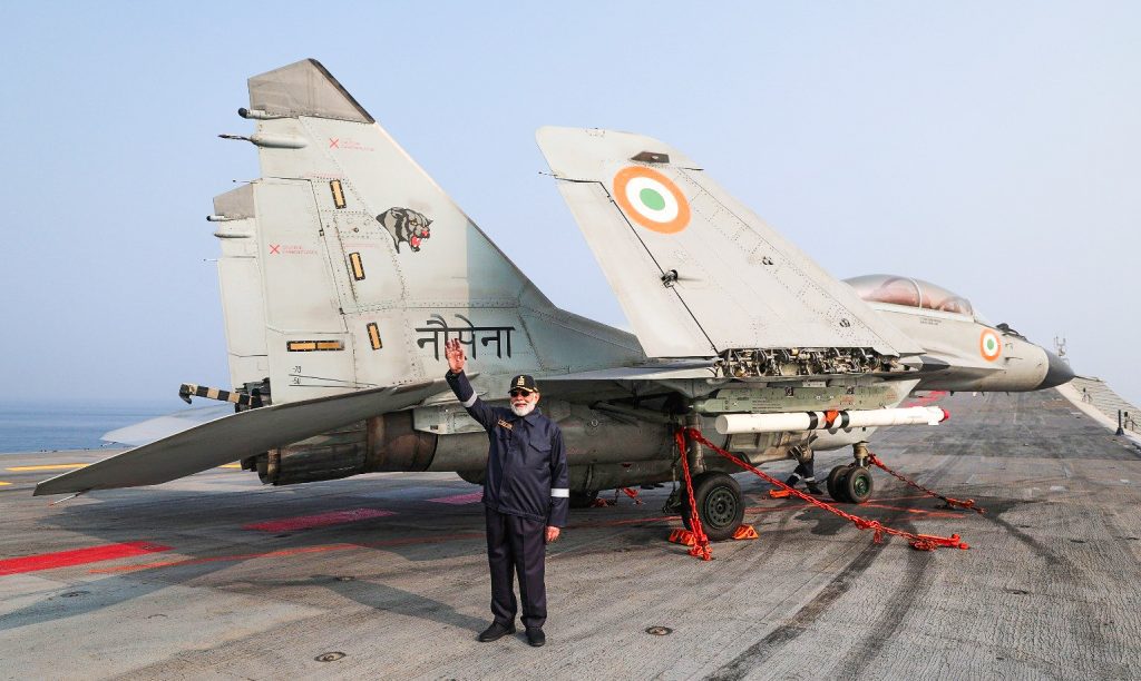 PM Modi at the flightdeck of INS Vikrant