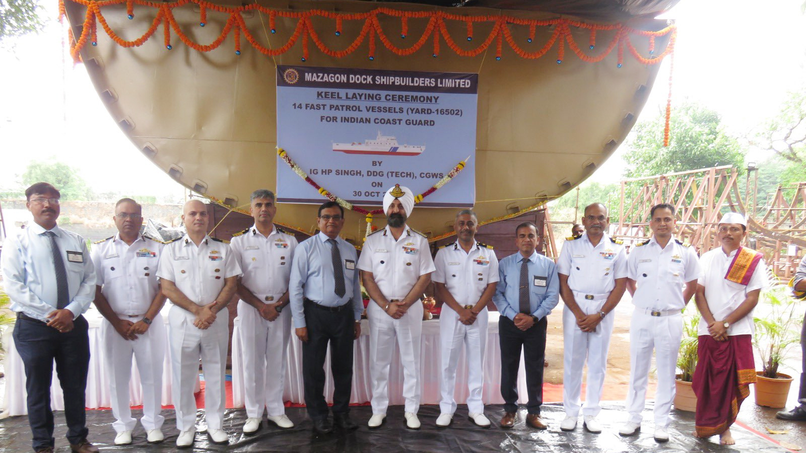 Milestone for ICG: Keel laying of 2 Fast Patrol Vessels held at Mumbai’s Mazagon Dock