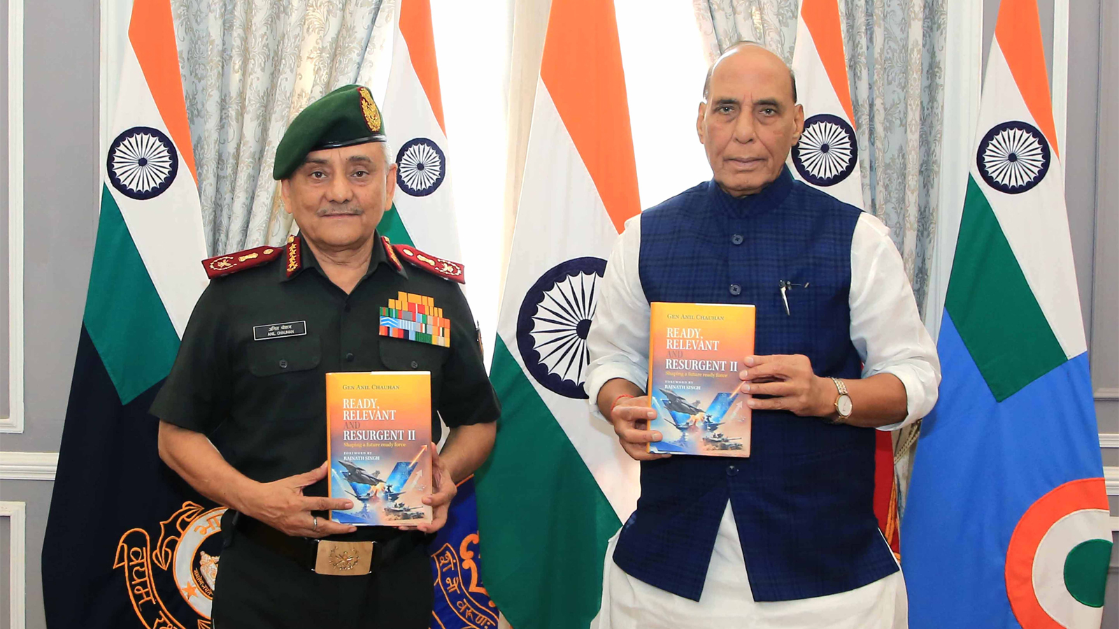 Rajnath Singh releases book ‘Ready, Relevant and Resurgent II’ authored by CDS General Anil Chauhan