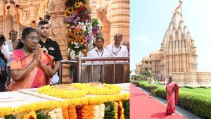 President Murmu offers prayers at Gujarat's Somnath Temple, interacts with tribal communities at Gir