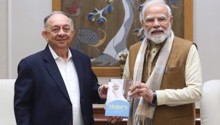 PM Modi meets author Berjis Desai, receives a copy of ‘Modi’s Mission’